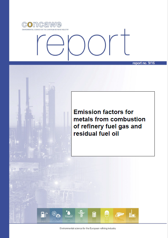 Emission factors for metals from combustion of refinery fuel gas and residual fuel oil