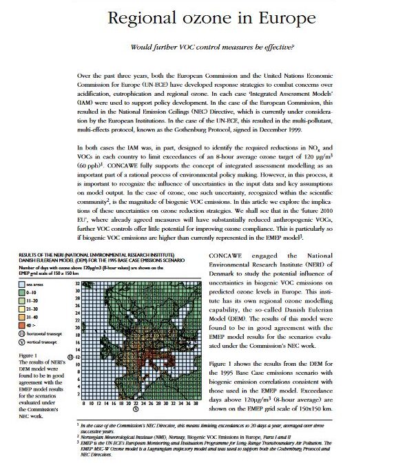 Regional ozone in Europe