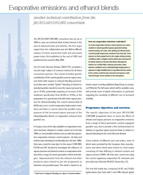 Evaporative emissions and ethanol blends