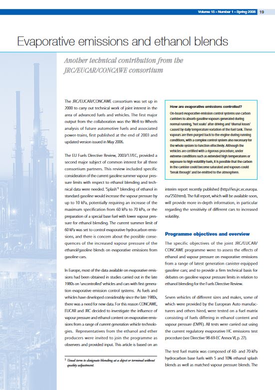 Evaporative emissions and ethanol blends