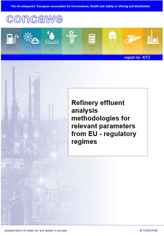 Refinery effluent analysis methodologies for relevant parameters from EU-regulatory regimes