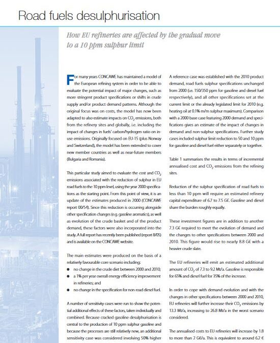 Road fuels desulphurisation