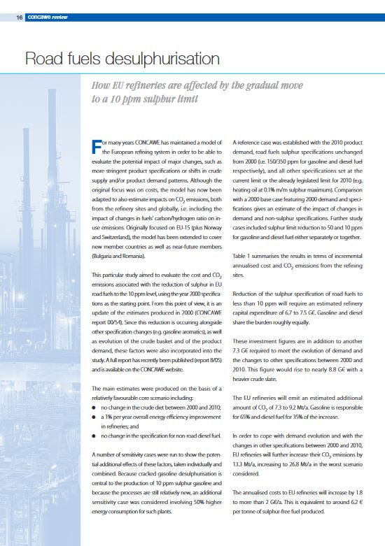 Road fuels desulphurisation