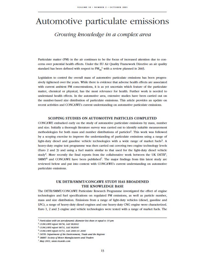 Automotive particulate emissions