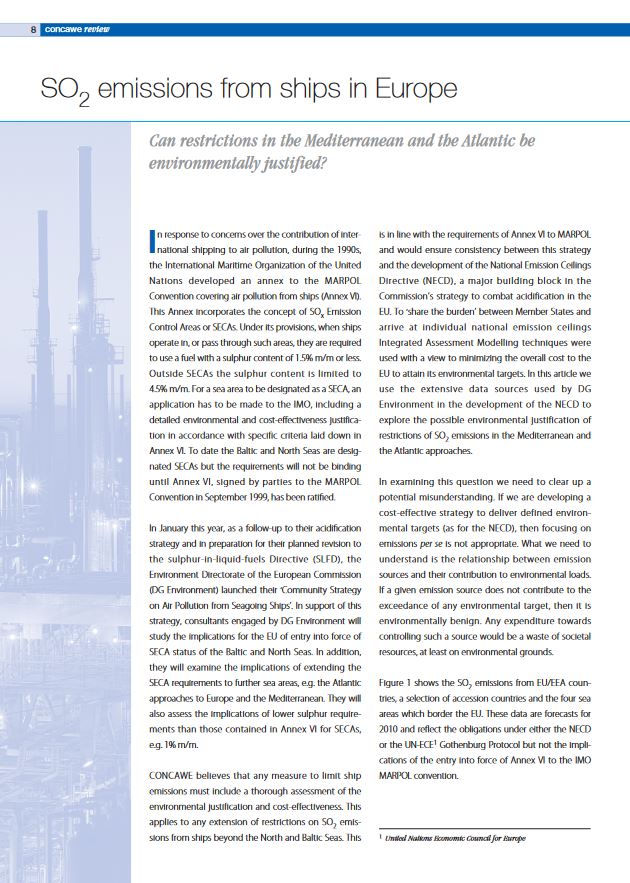 SO2 emissions from ships in Europe