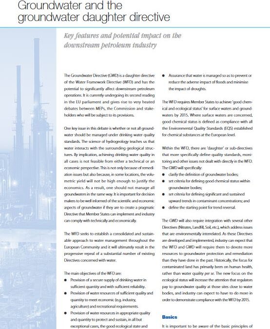 Groundwater and the groundwater daughter directive