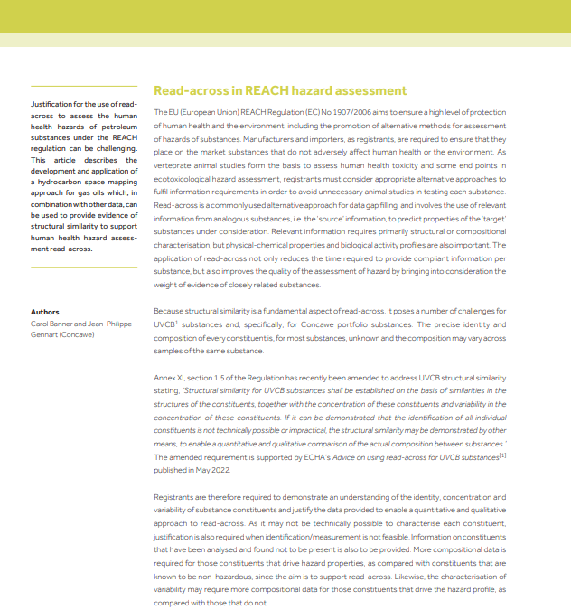 Hydrocarbon space mapping to support gas oil read-across for human health hazard assessment