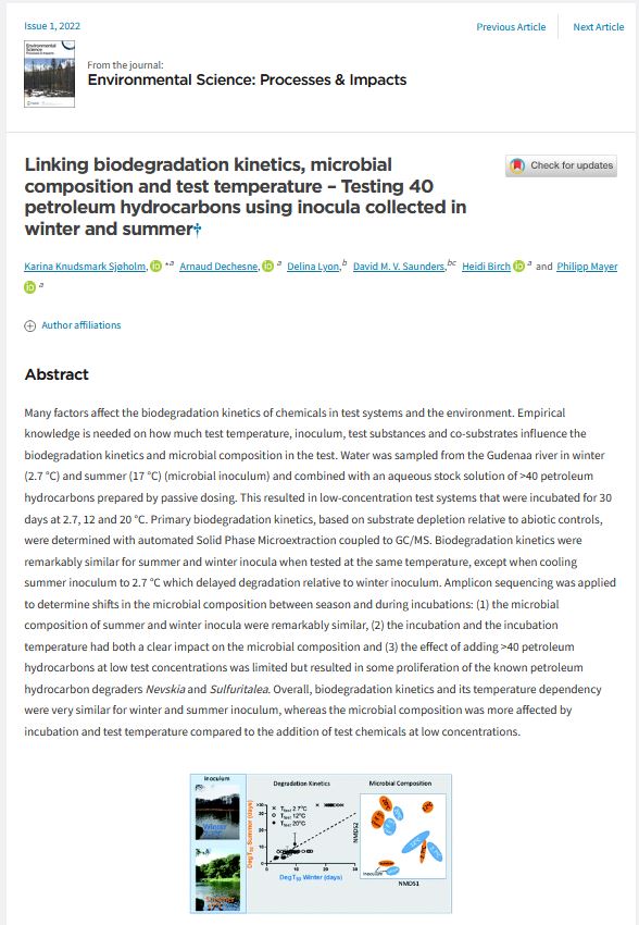 Linking biodegradation kinetics, microbial composition and test temperature – Testing 40 petroleum hydrocarbons using inocula collected in winter and summer