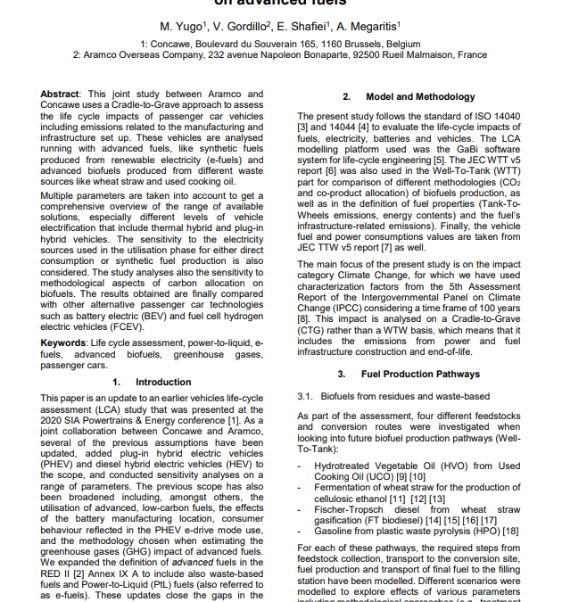 LCA of low carbon fuels passenger cars (SIA paper)