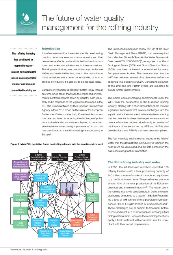 The future of water quality management for the refining industry