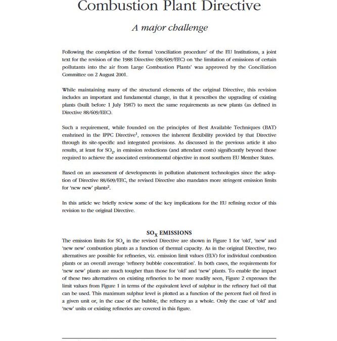 The revised Large Combustion Plant Directive