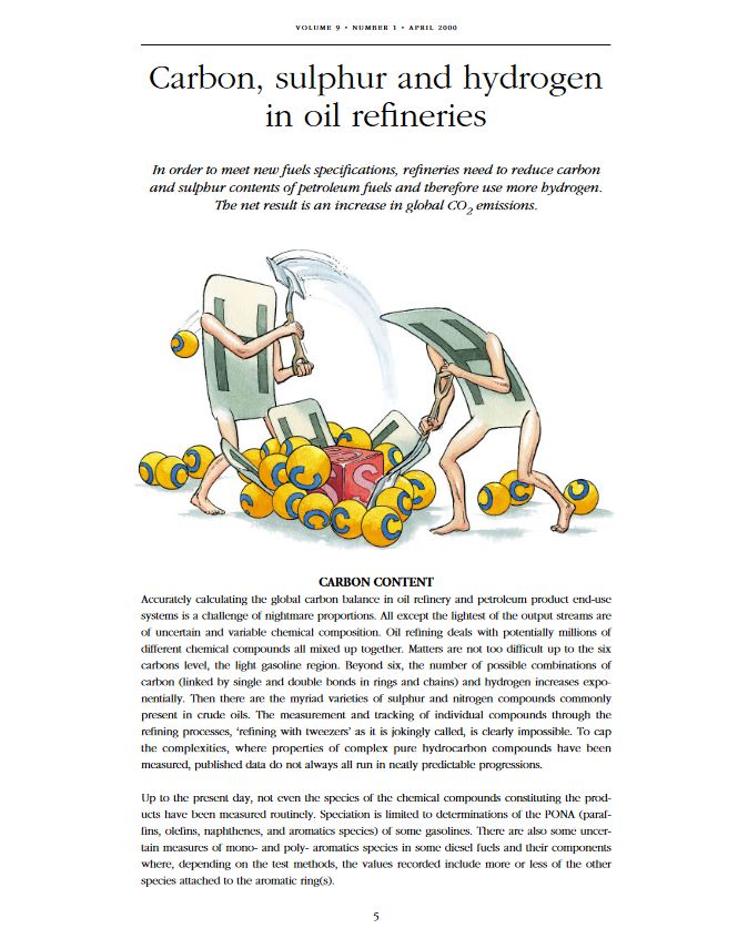 Carbon, sulphur and hydrogen in oil refineries