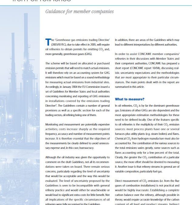 Monitoring and reporting of CO2 emissions from oil refineries