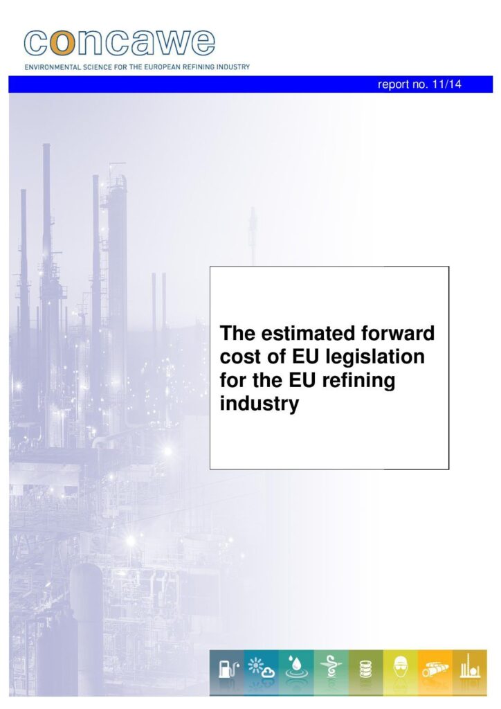 The estimated forward cost of EU legislation for the EU refining industry