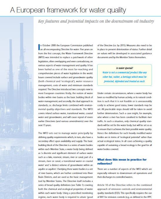 A European framework for water quality