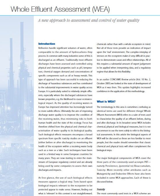 Whole Effluent Assessment (WEA)