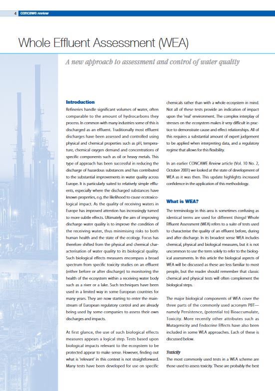 Whole Effluent Assessment (WEA)