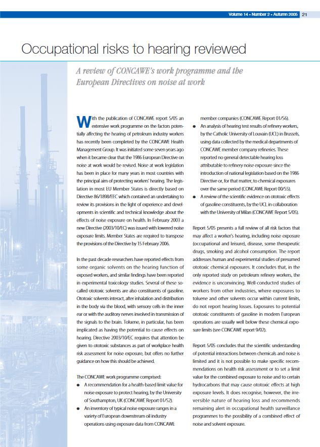 Occupational risks to hearing reviewed