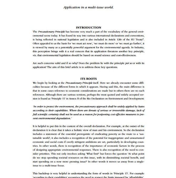 The ‘Precautionary Principle’