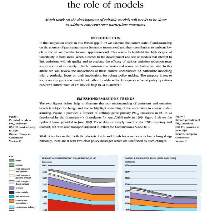 Particulates and policy — the role of models