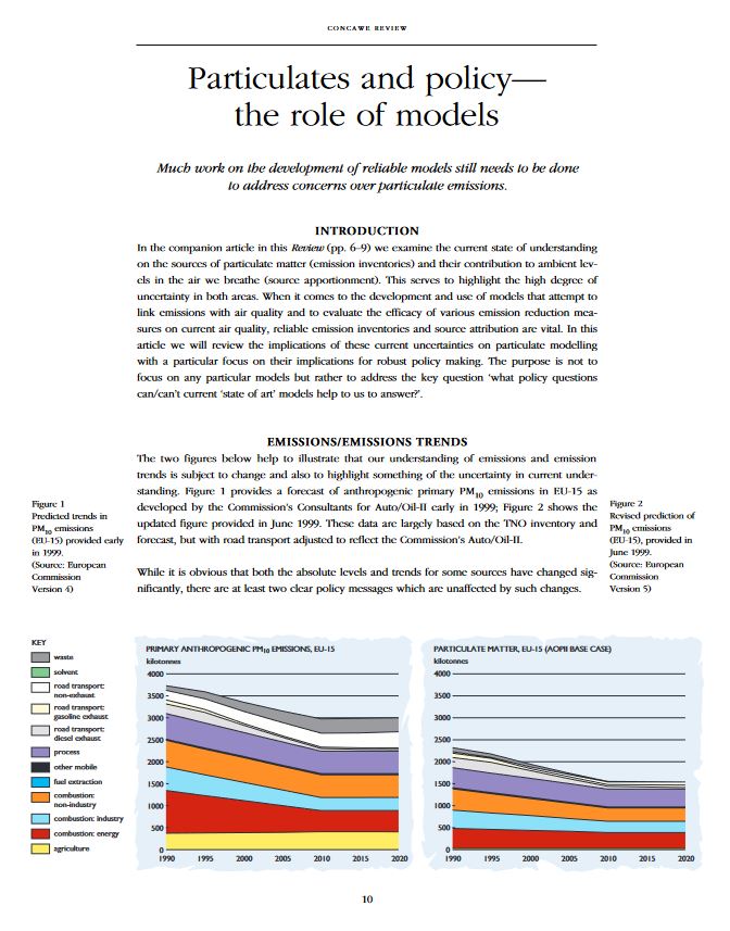 Particulates and policy — the role of models