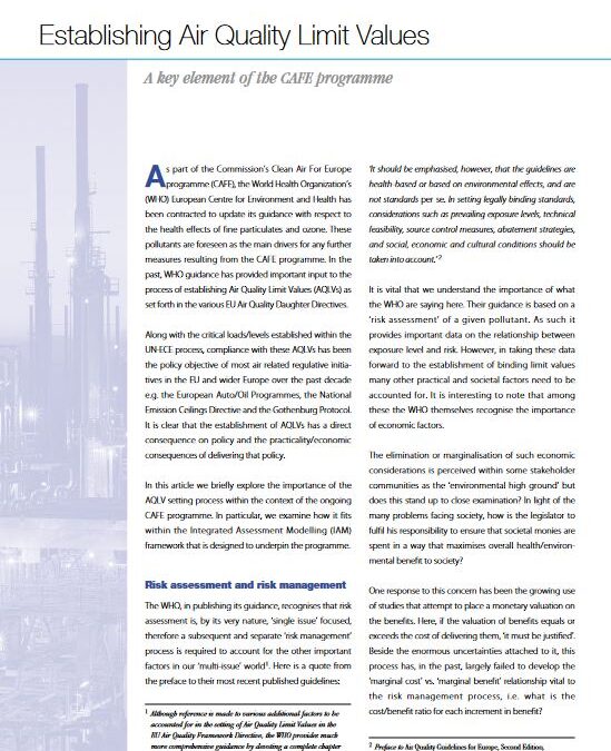 Establishing Air Quality Limit Values